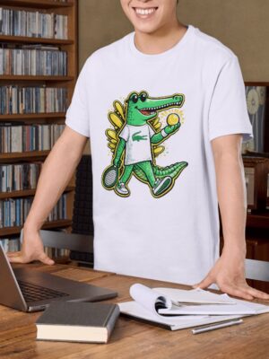 Cool Crocodile – Funny Tennis Alligator Unisex T-Shirt (100% Cotton) – Premium Graphic Tee