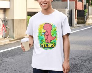 Tea‑Rex Funny Dinosaur – Cute Tea Lover Gift Unisex T-Shirt (100% Cotton)