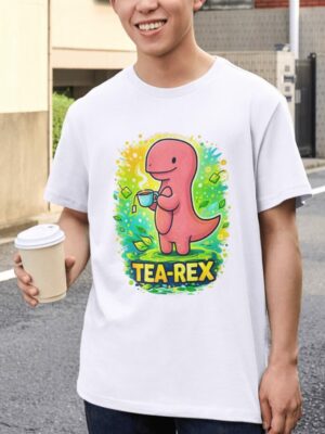 Tea‑Rex Funny Dinosaur – Cute Tea Lover Gift Unisex T-Shirt (100% Cotton)