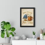 Too Tired for This Wall Art Print – Funny Duck Coffee Illustration, Relatable Morning Humor, Cozy Kitchen & Office Decor