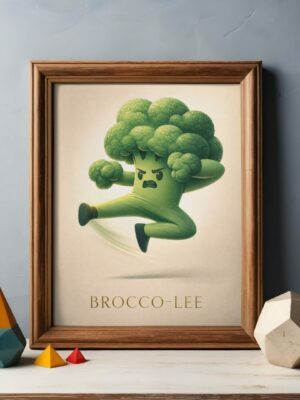 Brocco-Lee Wall Art Print – Playful Vegetable Character Illustration