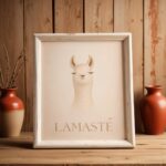 Lamaste – Calm Llama Meditation Minimalist Wall Art Print