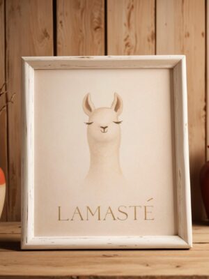 Lamaste – Calm Llama Meditation Minimalist Wall Art Print
