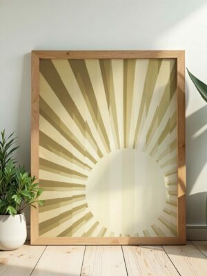Golden Radiance Abstract Sunburst Wall Art Print
