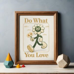 Do What You Love Retro Flower Character Wall Art Print