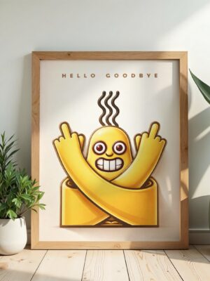 Hello Goodbye Banana Character Pop Art Wall Print