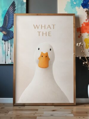 What the Duck Minimalist Wall Art Print – Modern Humor Animal Poster