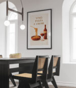Vino Pasta e Amore Wall Art Print – Italian Kitchen Illustration, Vintage Food Poster