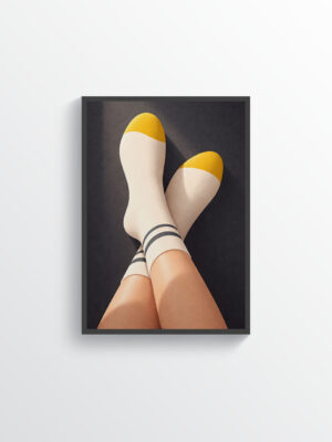 Yellow Socks Minimalist Wall Art Print – Modern Lifestyle Illustration, Cozy Aesthetic Decor