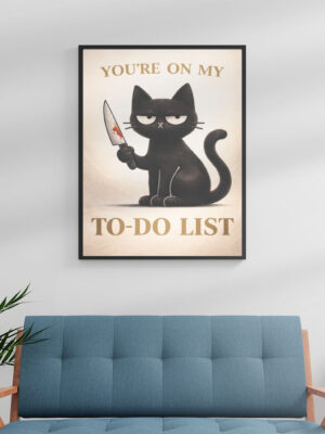 You’re On My To‑Do List Wall Art Print | Dark Humor Cat Illustration