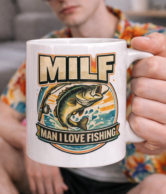 MILF Man I Love Fishing Retro Angler Mug - Image 2