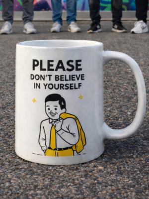 Please Don’t Believe In Yourself Mug – Anti Motivation Sarcasm Design