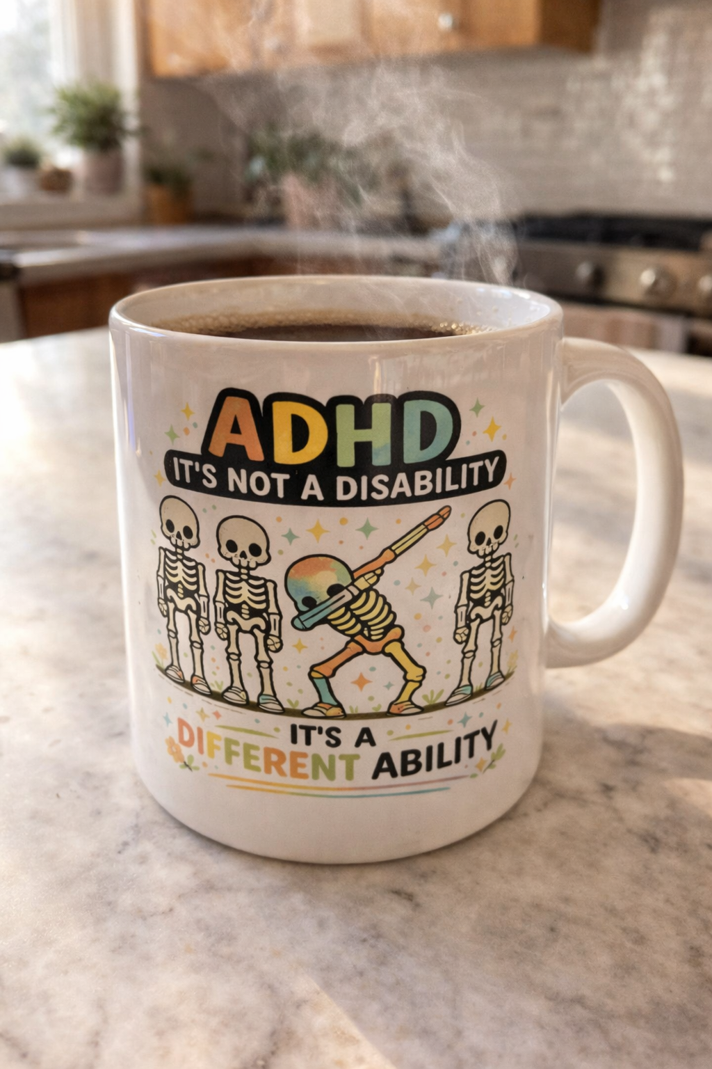 ADHD Different Ability Mug – Neurodiversity Skeleton Design photo review