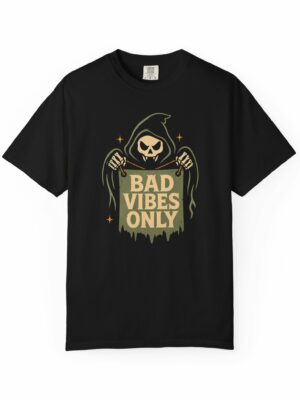 Bad Vibes Grim Reaper Funny Graphic Tee