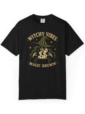 Witchy Vibes Magic Brew Retro Witch Sci-Fi Graphic Tee