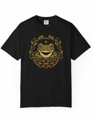 Smiling Frog Basket Whimsical Cottagecore Sci-Fi Graphic Tee