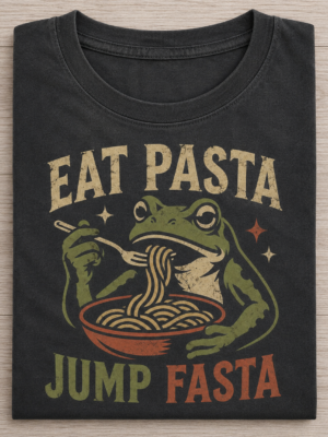 Eat Pasta Jump Fasta Frog Food Pun Humor Graphic Tee