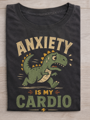 Anxiety Is My Cardio Dinosaur Funny Graphic Tee