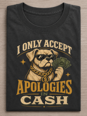 Cash Apology Dog Funny Money Humor Graphic Tee