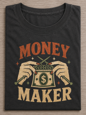 Money Maker Knitting Hustle Humor Graphic Tee