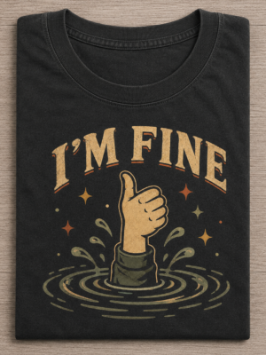 I’m Fine Drowning Sarcasm Humor Graphic Tee
