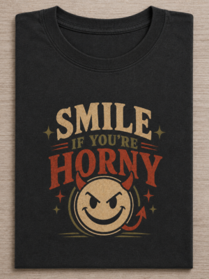 Horny Smile Naughty Humor Retro Devil Face Graphic Tee