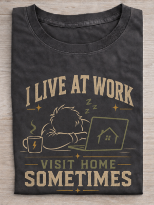 I Live At Work Visit Home Sometimes Graphic Tee