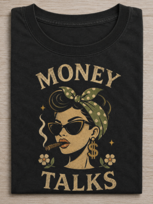 Money Talks Vintage Finance Humor Graphic Tee