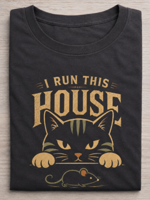 I Run This House Funny Cat Owner Graphic Tee