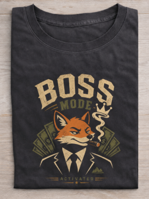 Boss Mode Activated Fox Funny Graphic Tee