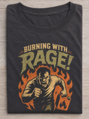 Burning With Rage Funny Chaos Graphic Tee