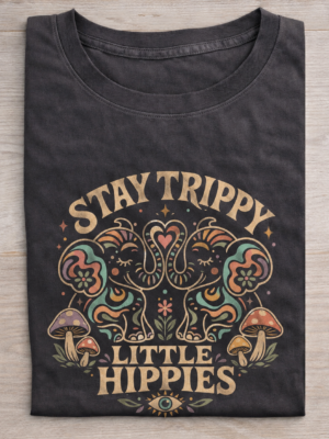 Stay Trippy Little Hippies Retro Elephant Tee
