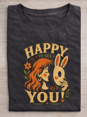 Happy To See You Bunny Mask Vintage Graphic Tee