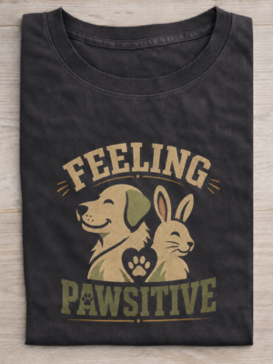 Feeling Pawsitive Dog Bunny Vintage Graphic Tee