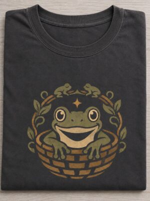 Smiling Frog Basket Whimsical Cottagecore Sci-Fi Graphic Tee