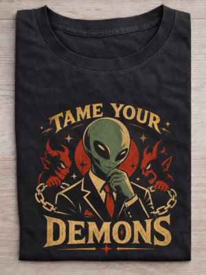 Tame Your Demons Alien Motivation Graphic Tee