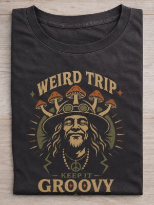 Weird Trip Groovy Mushroom Sci-Fi Graphic Tee