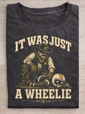 Wheelie Cowboy Motorcycle Humor Graphic Tee