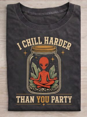 Chill Alien Meditation Humor Graphic Tee