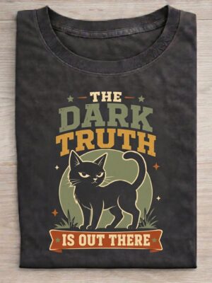 Dark Truth Cat Conspiracy Funny Pet Lover Graphic Tee