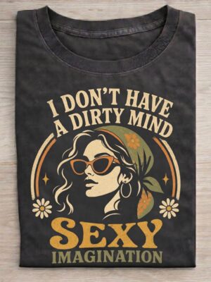 Sexy Imagination Dirty Mind Retro Woman Graphic Tee