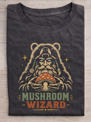 Mushroom Wizard Fantasy Forest Graphic Tee