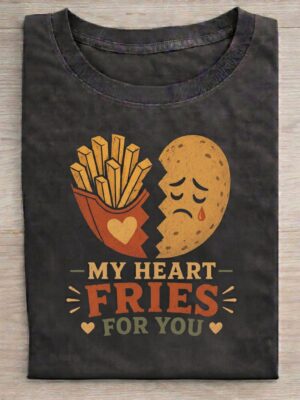 My Heart Fries for You Funny Food Pun Graphic Tee