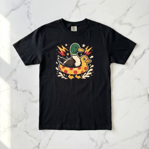 Funny Duck Float Cartoon Cute Humor Gift Unisex Graphic Tee photo review
