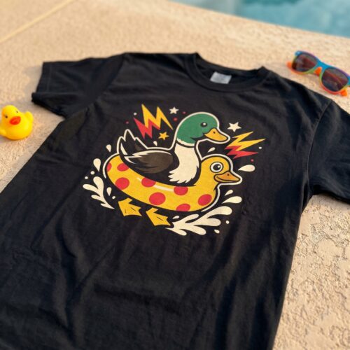 Funny Duck Float Cartoon Cute Humor Gift Unisex Graphic Tee photo review