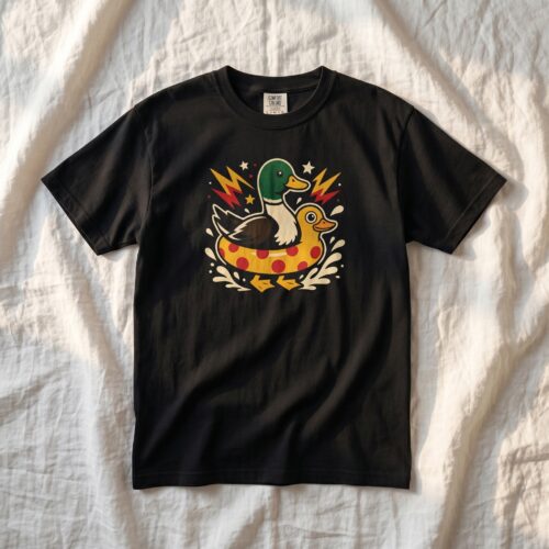 Funny Duck Float Cartoon Cute Humor Gift Unisex Graphic Tee photo review