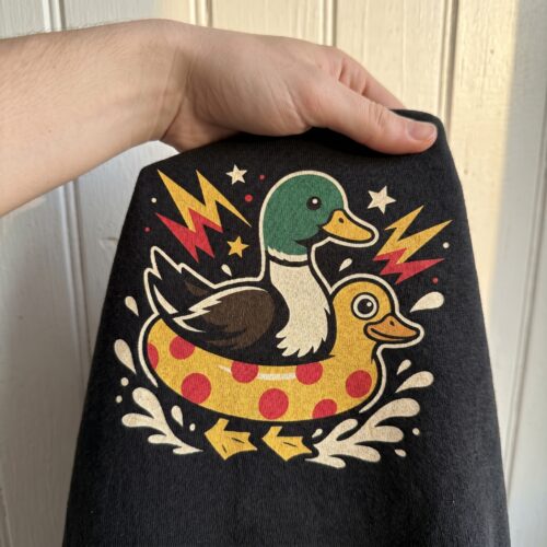 Funny Duck Float Cartoon Cute Humor Gift Unisex Graphic Tee photo review