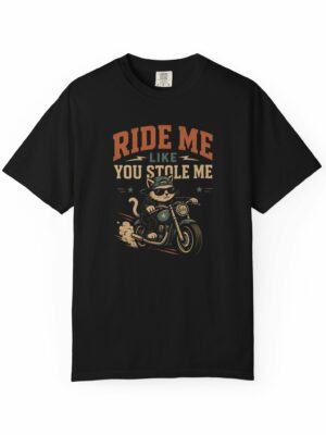 Biker Cat Ride Me Vintage Motorcycle Graphic Tee